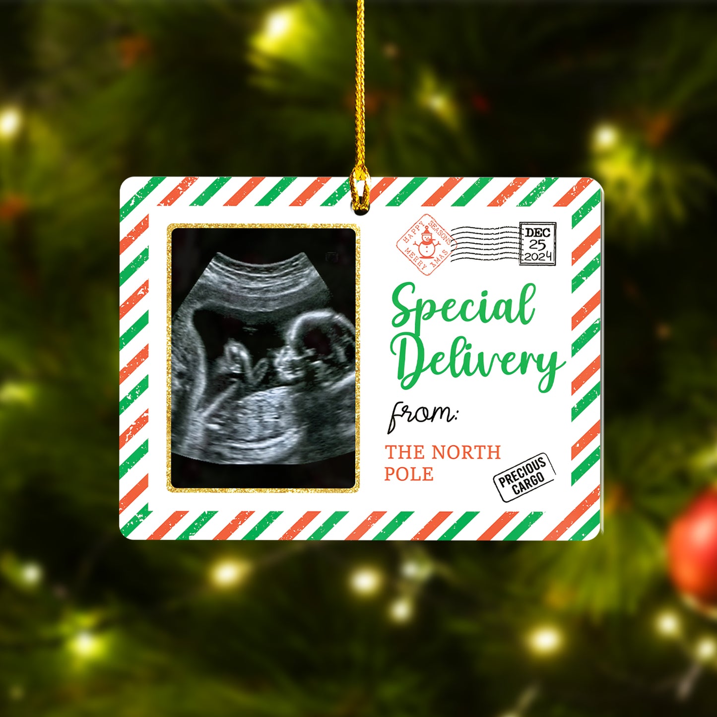 Custom Special Delivery Sonogram Christmas Ornament