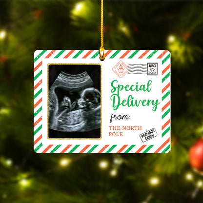 Custom Special Delivery Sonogram Christmas Ornament