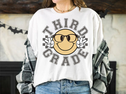 Third Grade Retro Smiley Face Shirt