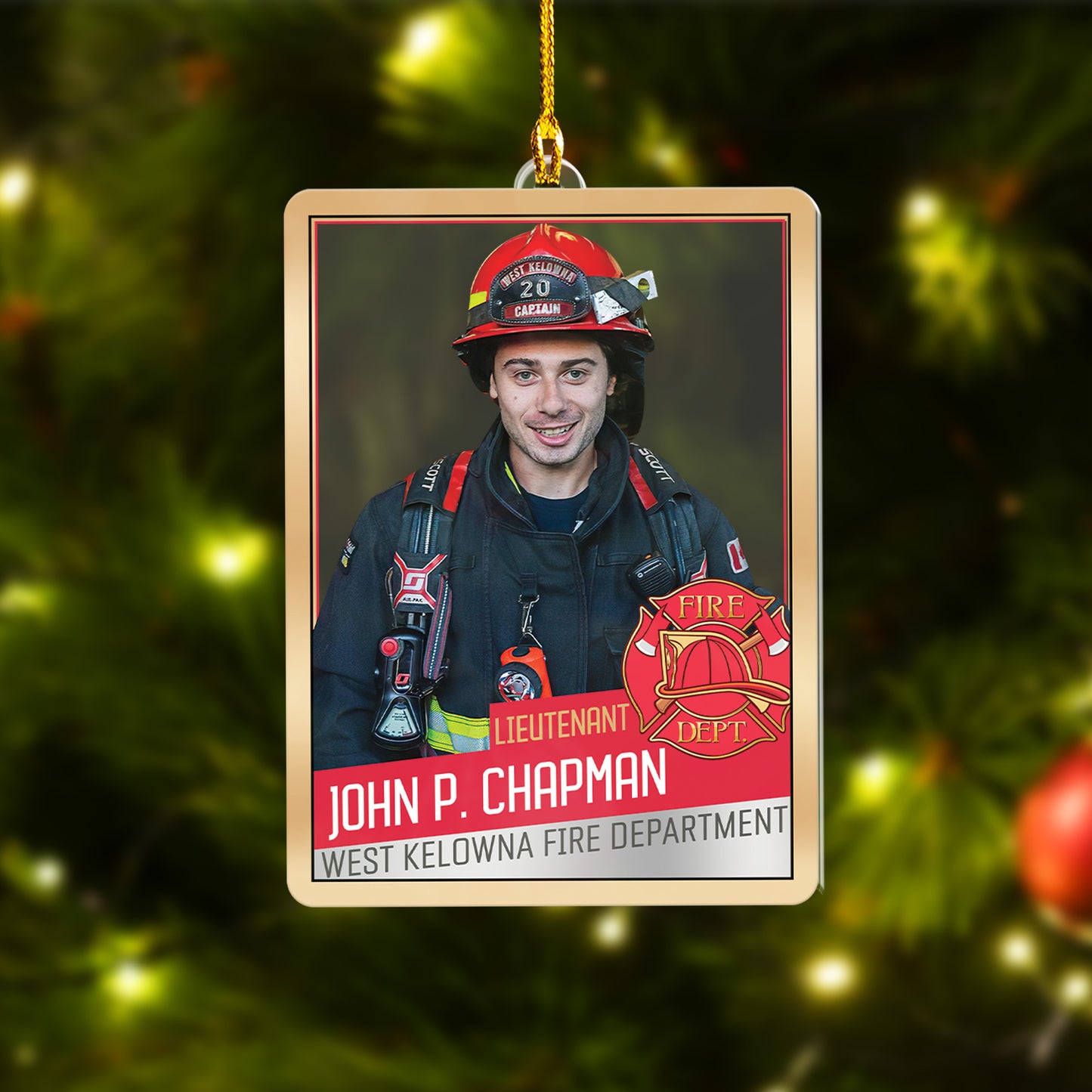 Custom Photo Firefighter Card Acrylic Ornament