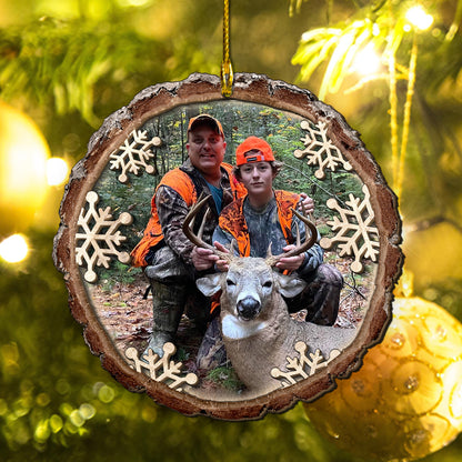 Custom Hunting Photo 2-Layers Wood Ornament