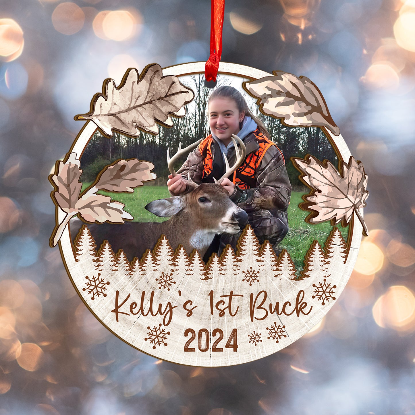 Custom Hunting Photo Wood and Acrylic Ornament