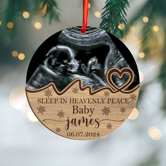 Custom Memorial Baby Photo Wood and Acrylic Ornament