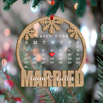 Custom Wedding Date Wood and Acrylic Ornament