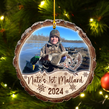 Custom Hunting Mallard Photo Wood Ornament