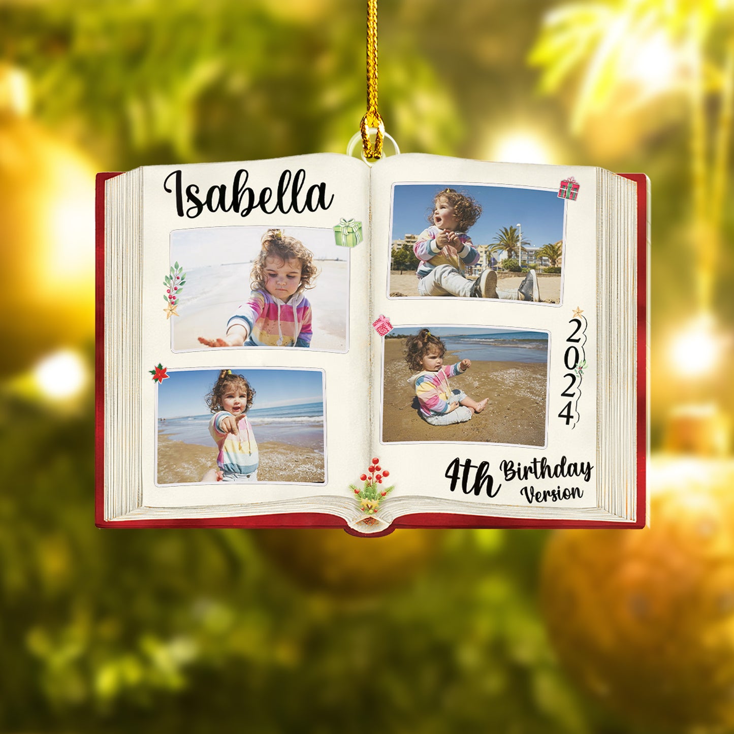 Custom Photo Book Birthday Ornament