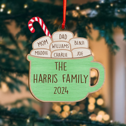 Custom Family Names Wood and Acrylic Ornament