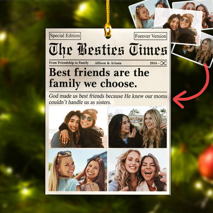 Custom Besties Photo Newspaper Ornament