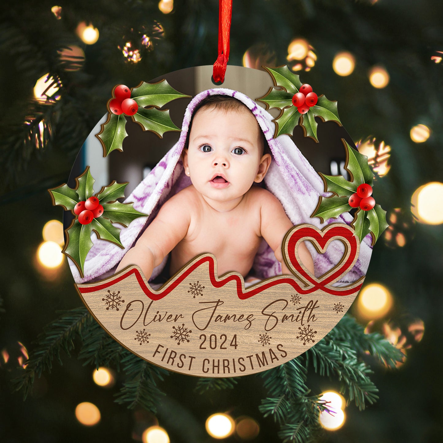 Custom Baby Photo Wood and Acrylic Ornament