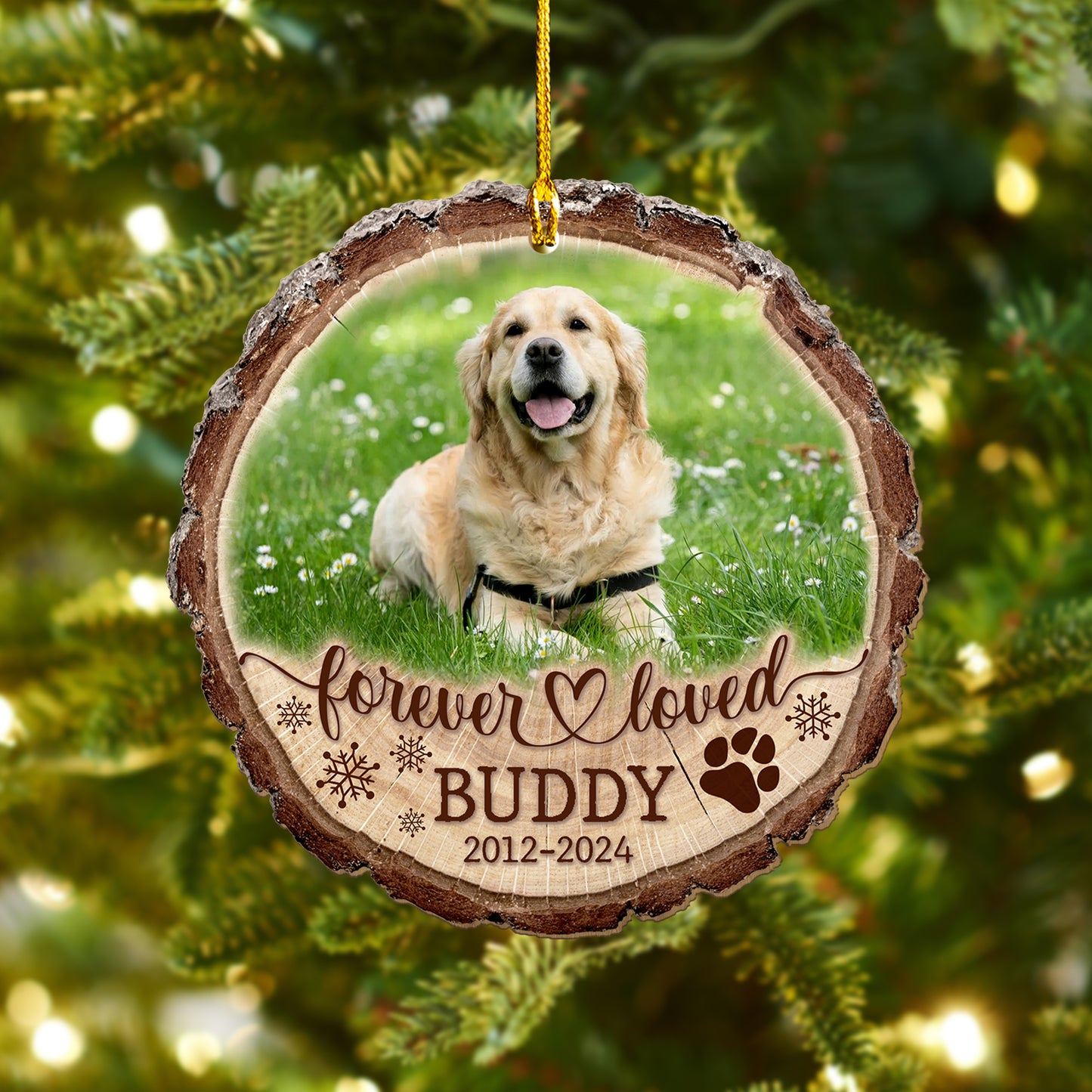 Custom Dog Memorial Wood Ornament