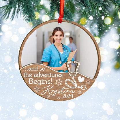 Custom Nurse Photo Wood and Acrylic Ornament