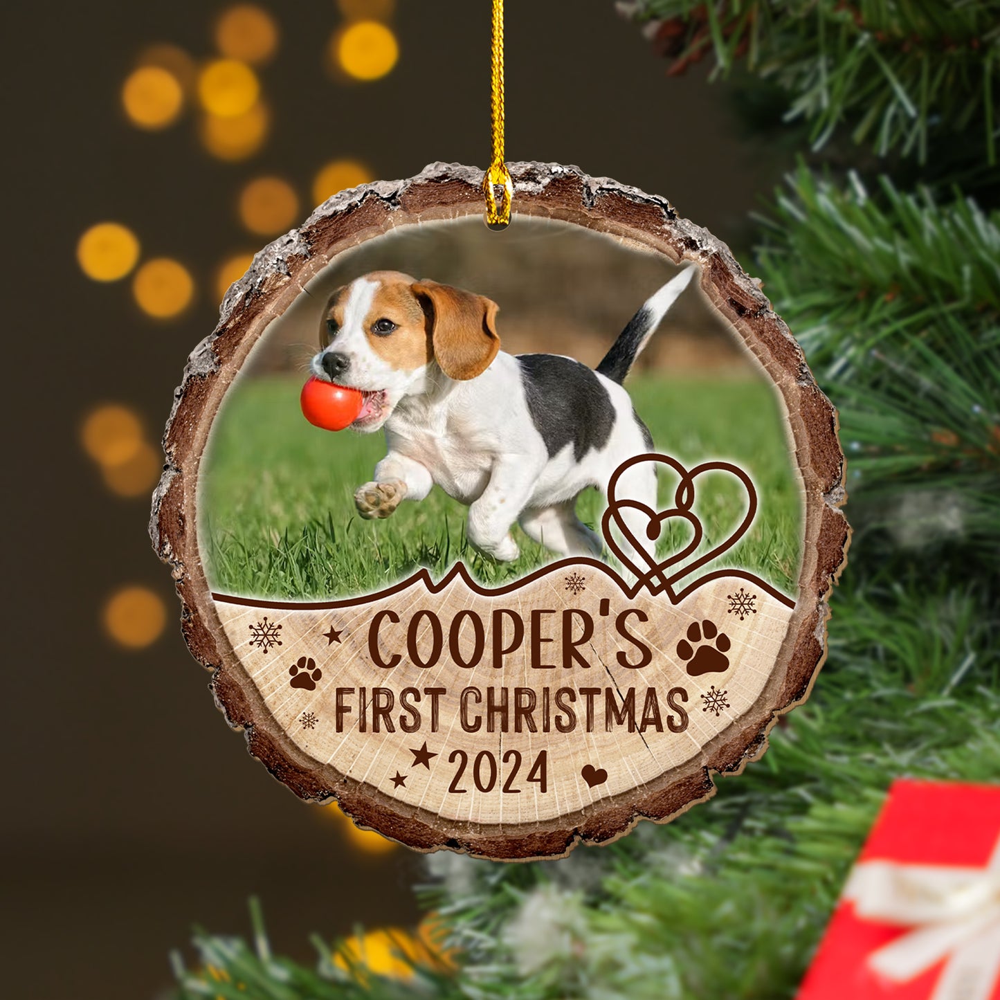 Custom Dog Photo Wood Ornament