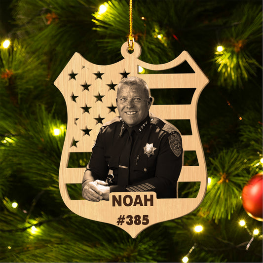 Custom Police Photo Wood Ornament