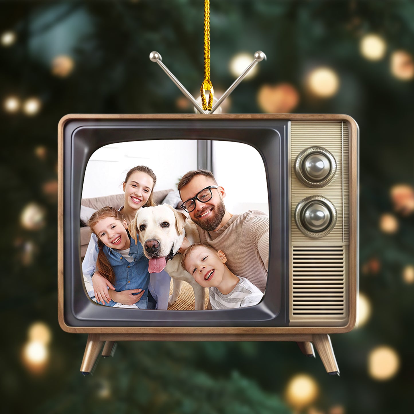 Custom Family Photo Retro Television Ornament