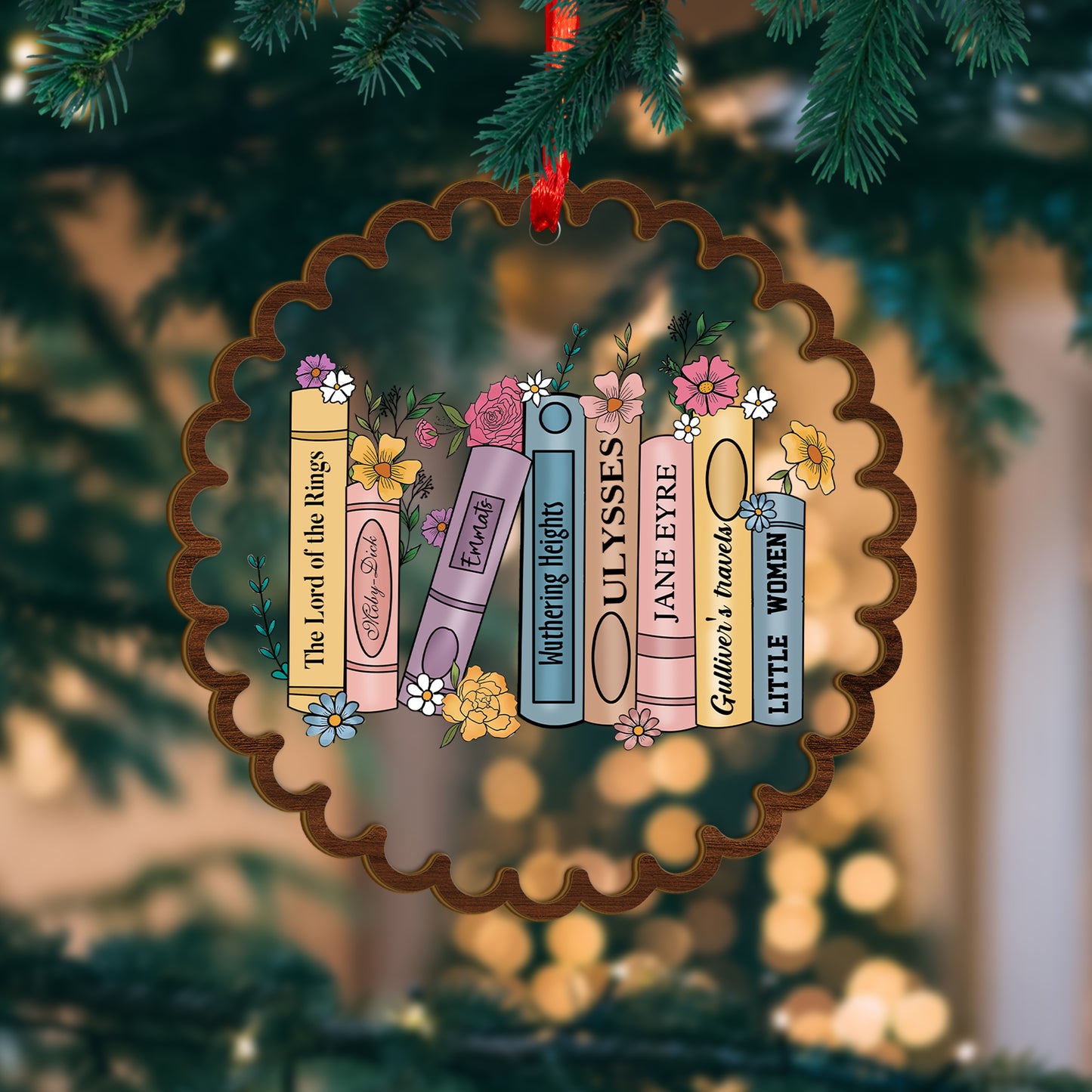 Custom Bookshelf Wood and Acrylic Ornament