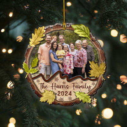 Custom Family Photo 2-Layers Wood Slice Ornament