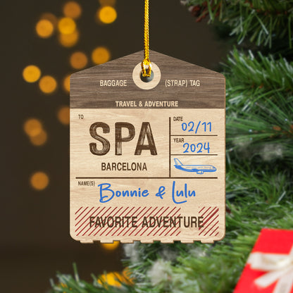 Custom Luggage Tag Travel Christmas Wood Ornament