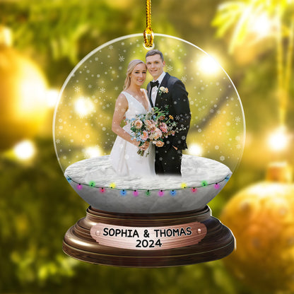 Custom Wedding Photo Snowball Ornament