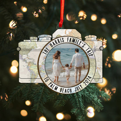 Custom Photo Travel Adventure Wood and Acrylic Ornament