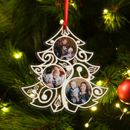 Custom Photos Family Tree Wood and Acrylic Ornament