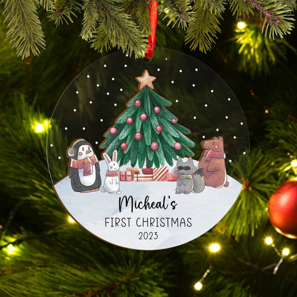 Custom Baby First Christmas Wood and Acrylic Ornament