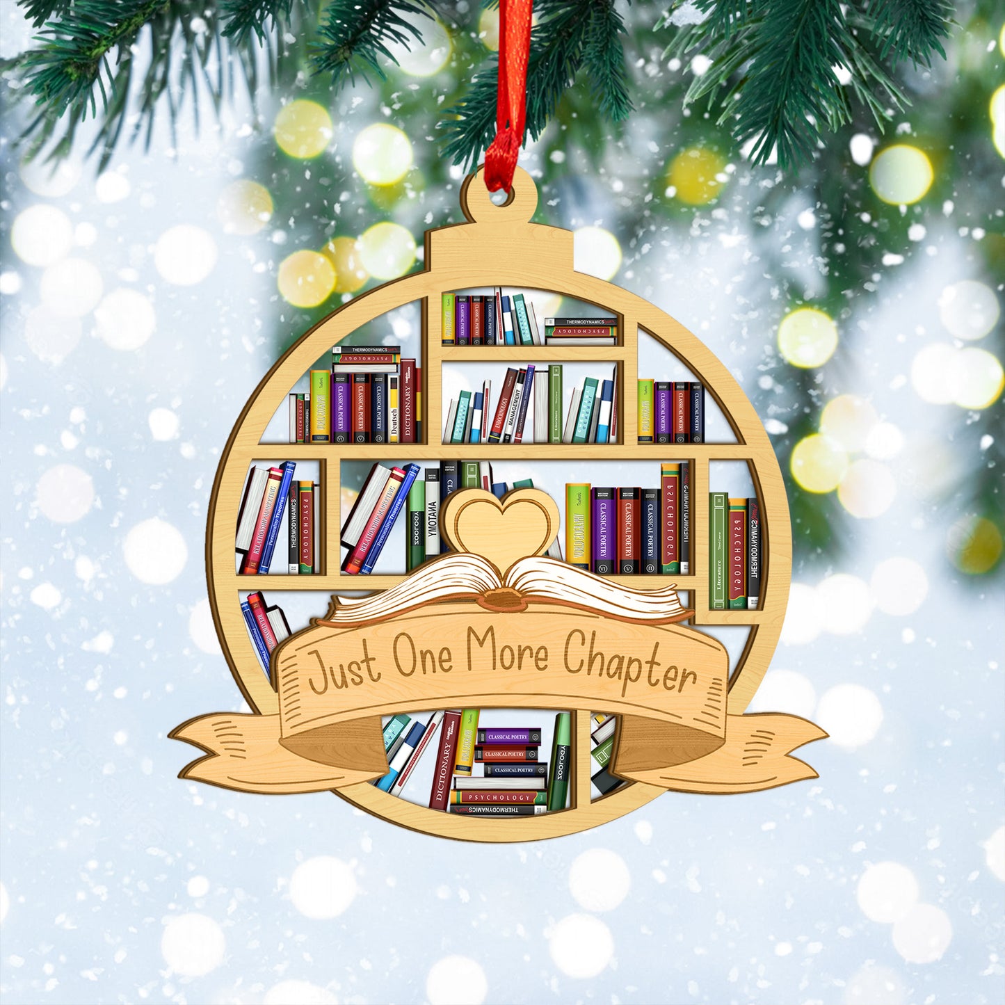 Custom Book Lovers Christmas Wood and Acrylic Ornament