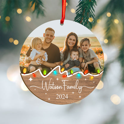 Custom Photo Family Wood and Acrylic Ornament