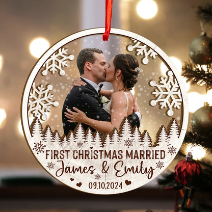 Custom Wedding Photo Wood and Acrylic Ornament