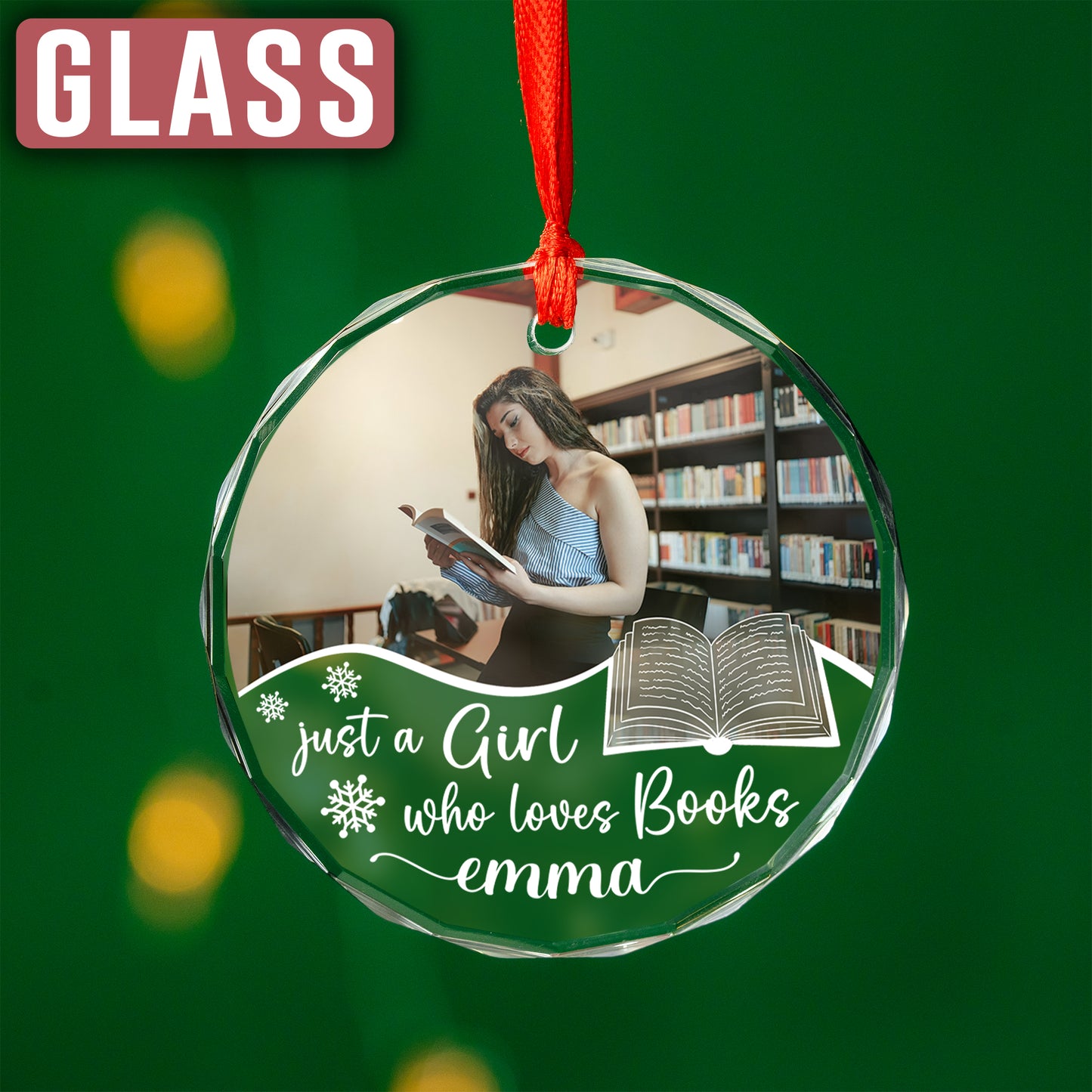 Custom Photo Book Lover Ornament