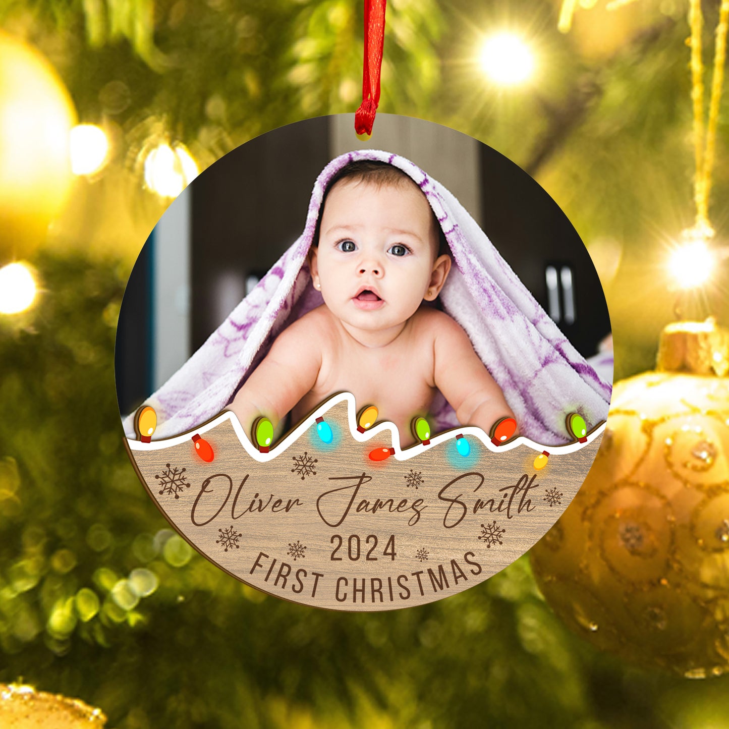 Custom Baby Photo Wood and Acrylic Ornament