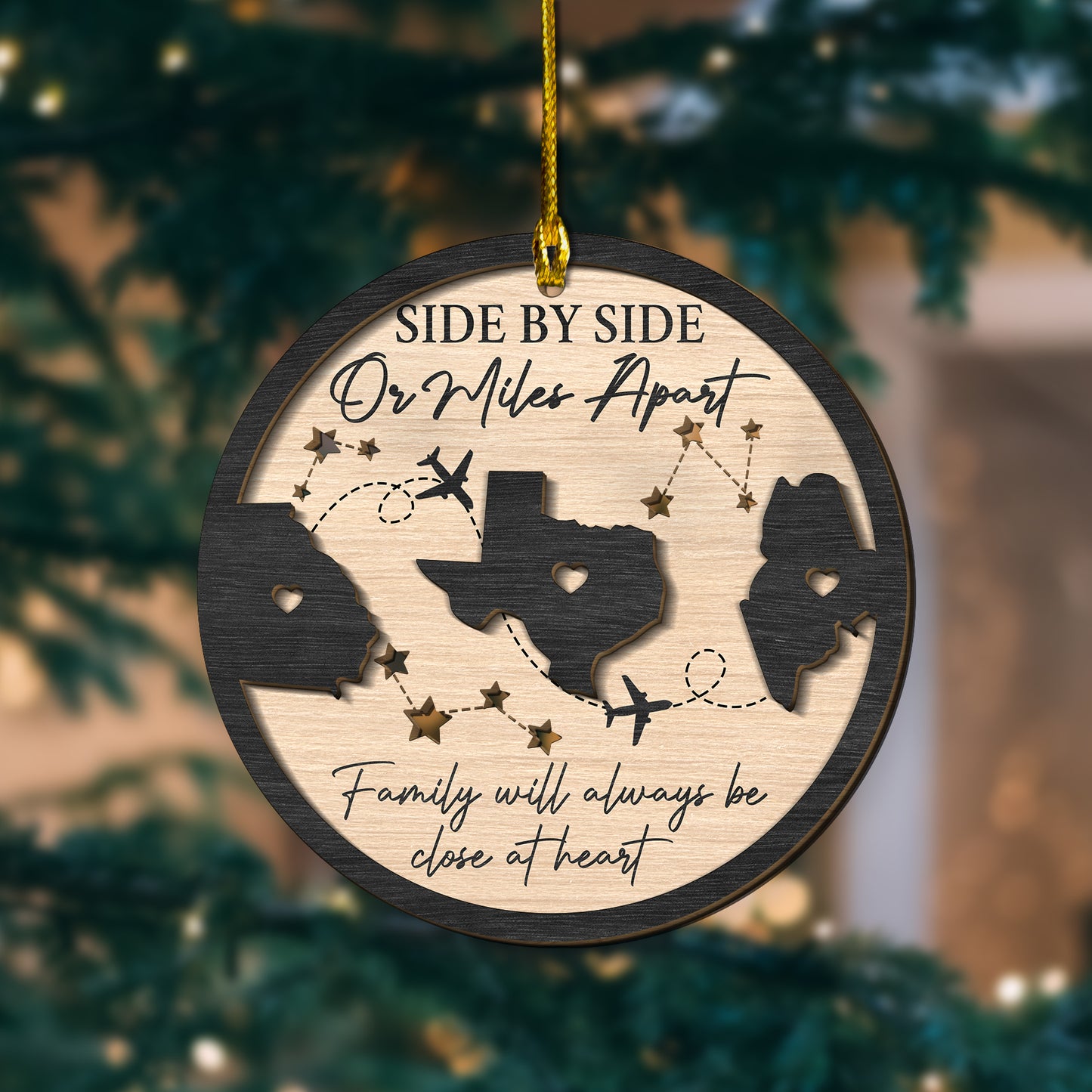 Custom Long Distance 2-Layers Wood Ornament