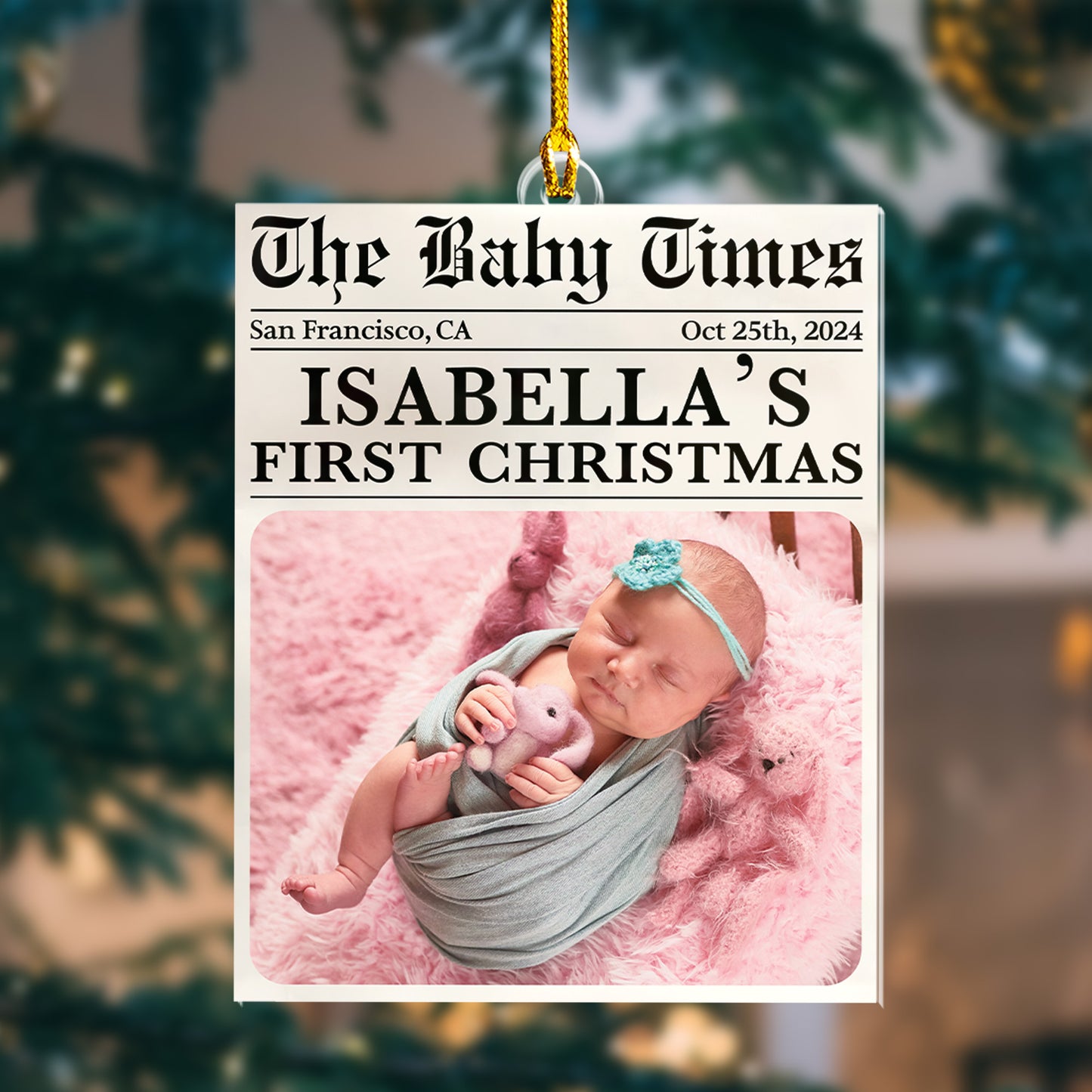 Custom Baby Photo Newspaper Ornament