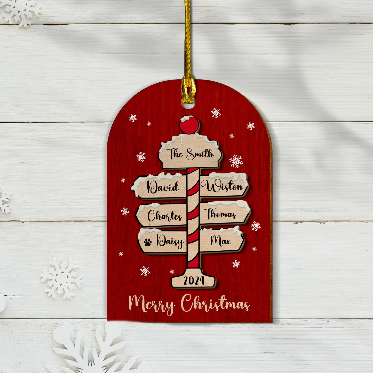 Custom Family Names 2-Layer Wood Ornament