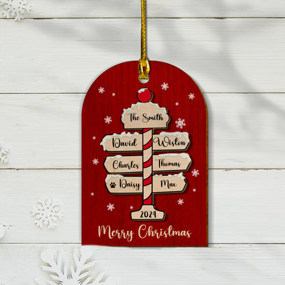 Custom Family Names 2-Layer Wood Ornament