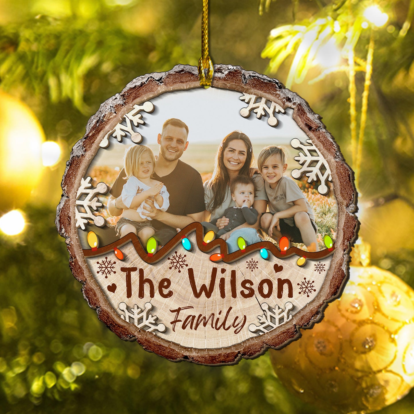 Custom Family Photo 2-Layer Wood Ornament