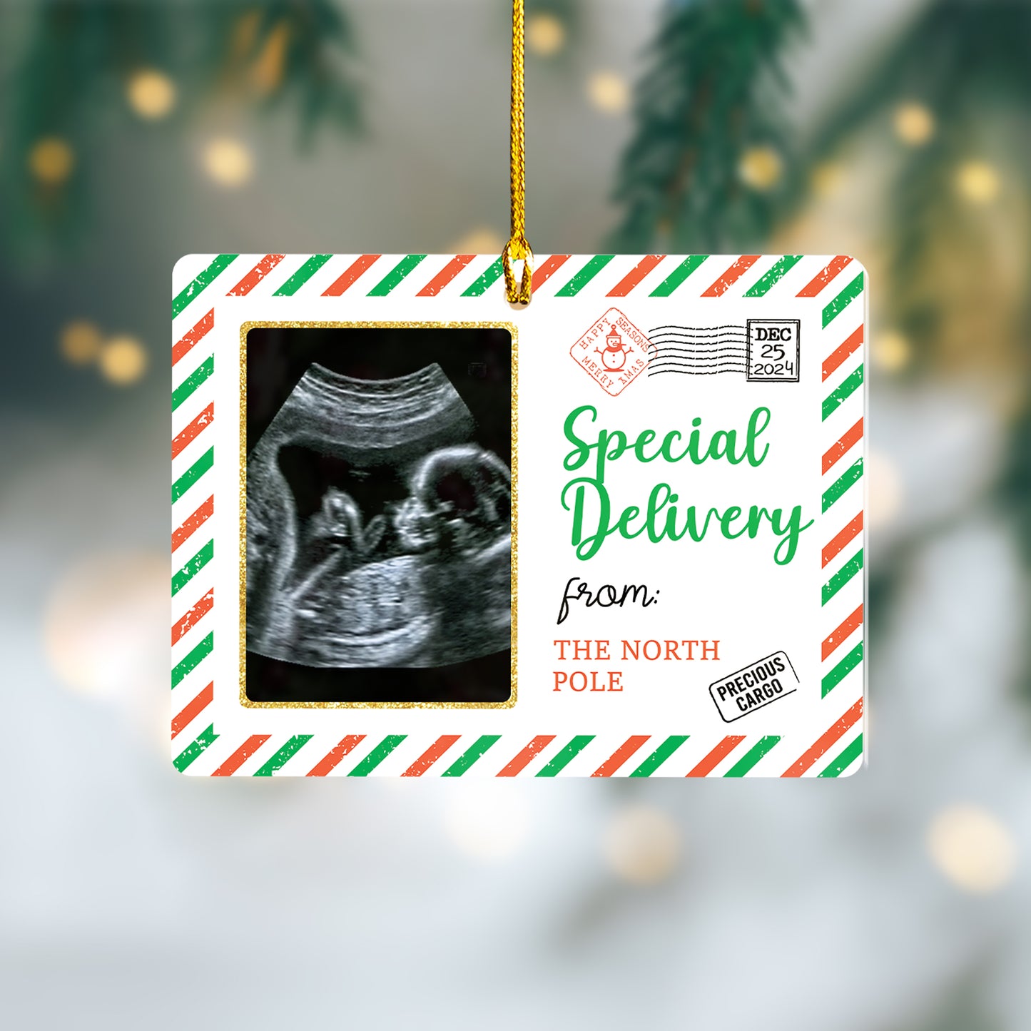 Custom Special Delivery Sonogram Christmas Ornament