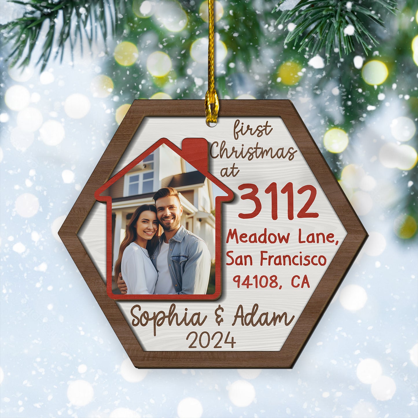 Custom New Home Photo 2-Layer Wood Ornament