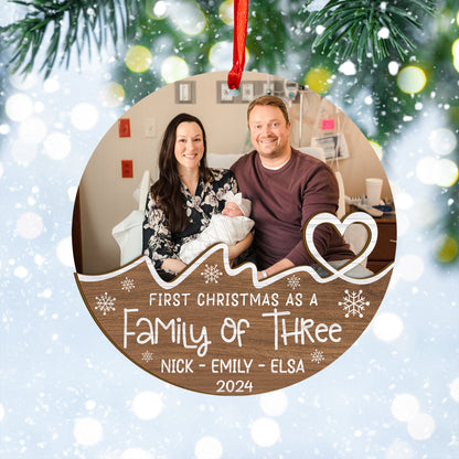 Custom Family Photo Wood and Acrylic Ornament