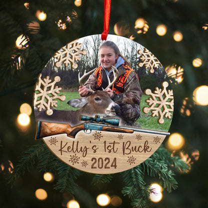 Custom Hunting Photo Borderless Wood and Acrylic Ornament