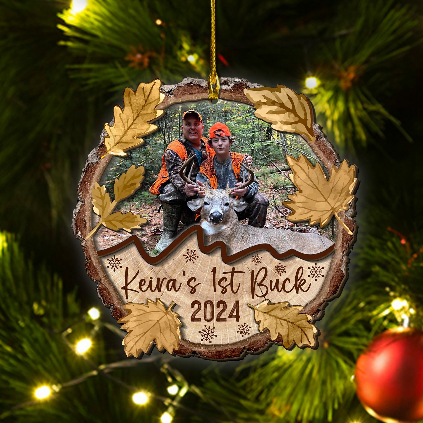 Custom Hunting Photo 2-Layer Wood Ornament