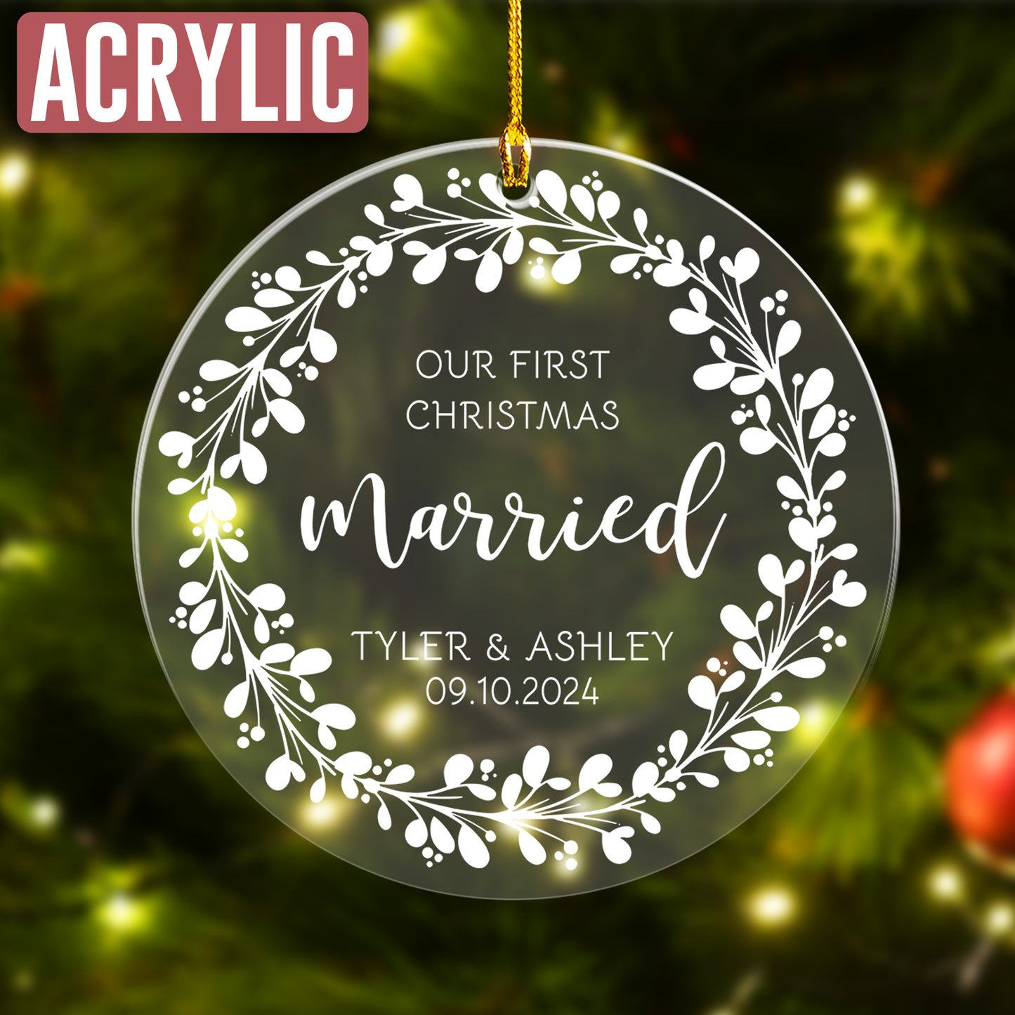 Custom Couple Name Wedding Ornament