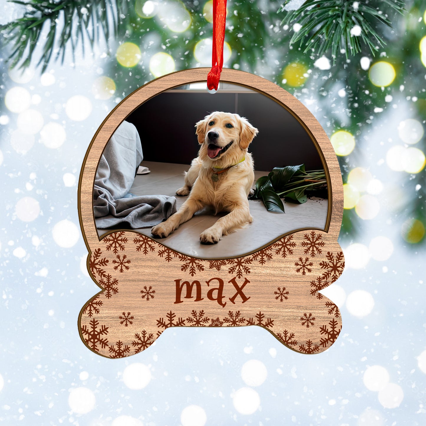 Custom Photo Dog Wood and Acrylic Ornament