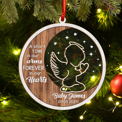 Custom Angel Baby Wood and Acrylic Ornament