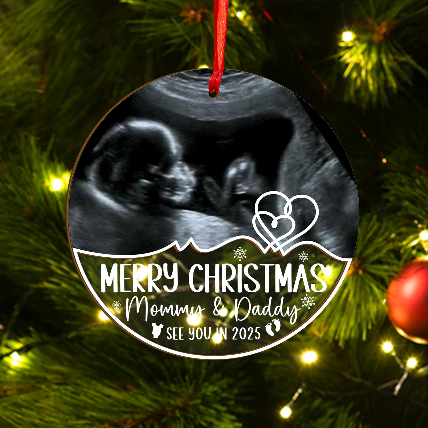 Custom Ultrasound Photo Baby Wood and Acrylic Ornament