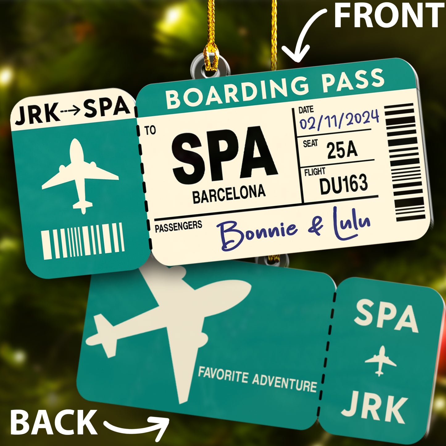 Custom 2-Sides Boarding Pass Ornament