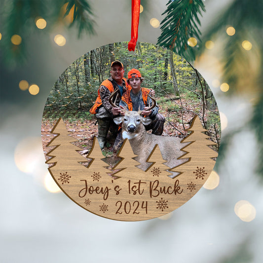 Custom Photo Hunting Wood and Acrylic Ornament