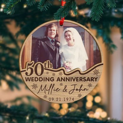 Custom 50th Wedding Anniversary Wood and Acrylic Ornament