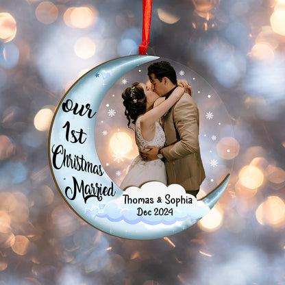 Custom Couple Photo Wood and Acrylic Ornament