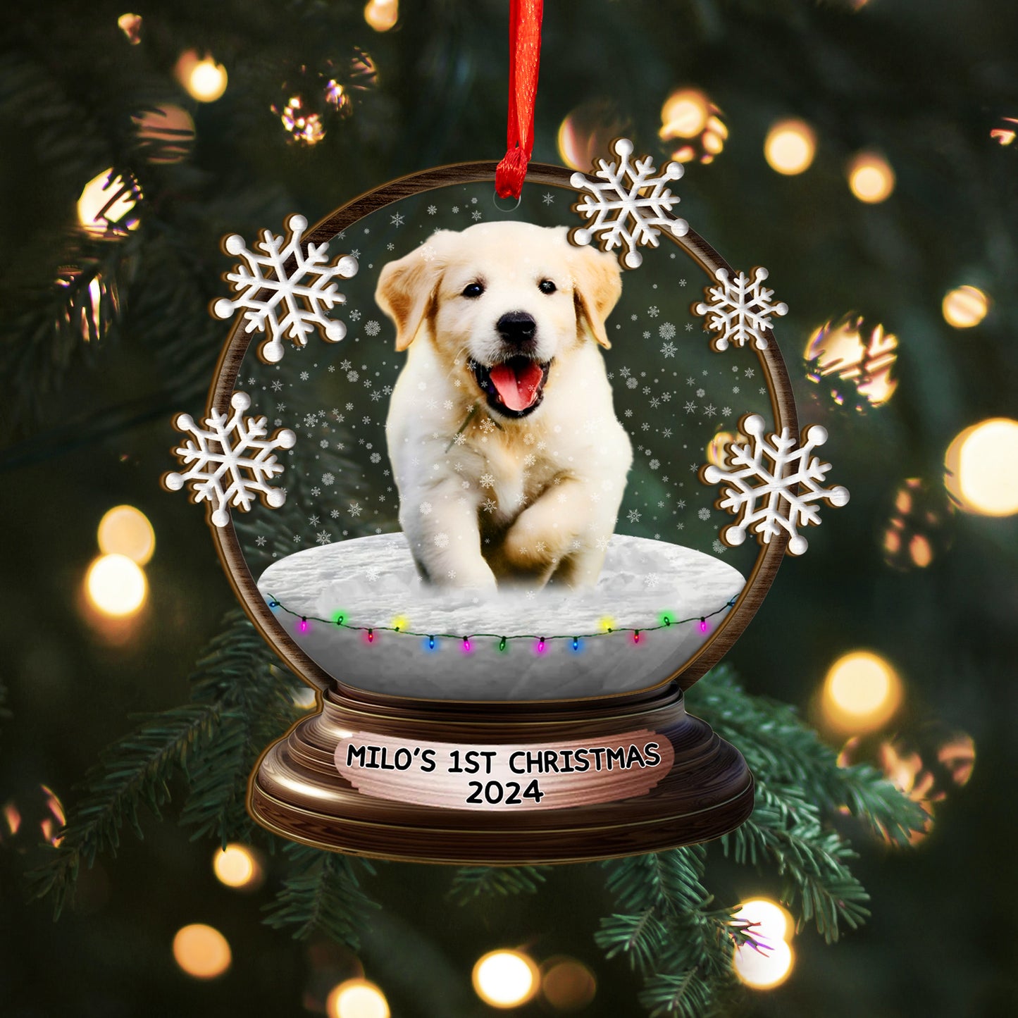 Custom Memorial Dog Photo Wood and Acrylic Ornament