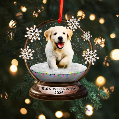 Custom Memorial Dog Photo Wood and Acrylic Ornament